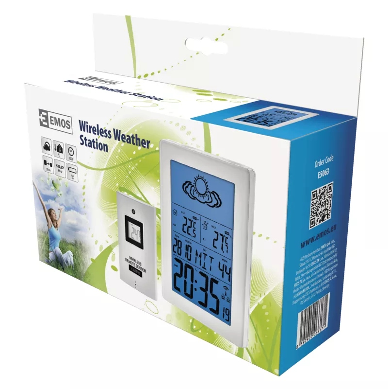 Stacja pogodowa EMOS METEO E5063 433MHz budzik LED Kod producenta 8592920066171