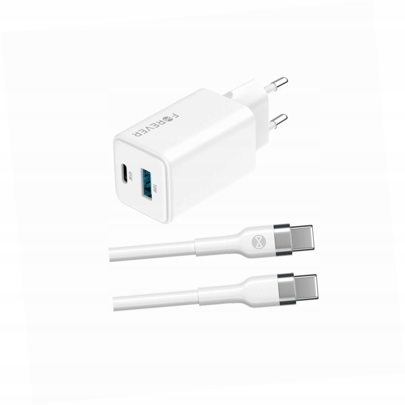 Szybka ładowarka GaN 45W 2 wejścia z długim kablem 2m do Xiaomi Poco F3