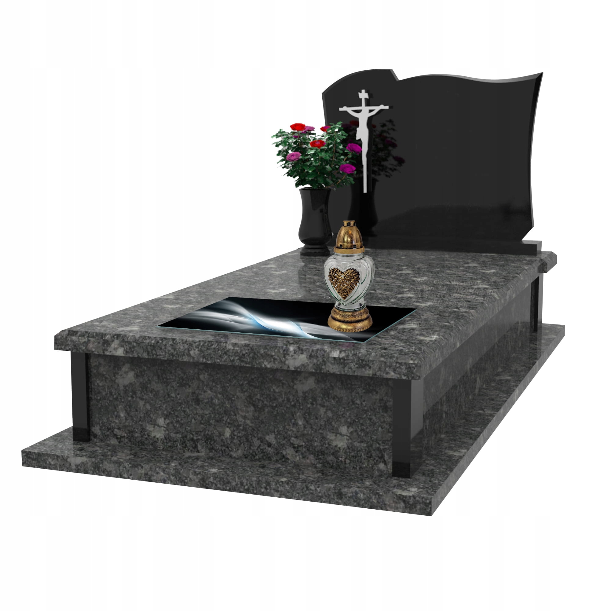 SZKLANA PODSTAWKA POD ZNICZE 60x20cm Popiel 125c Motyw inny