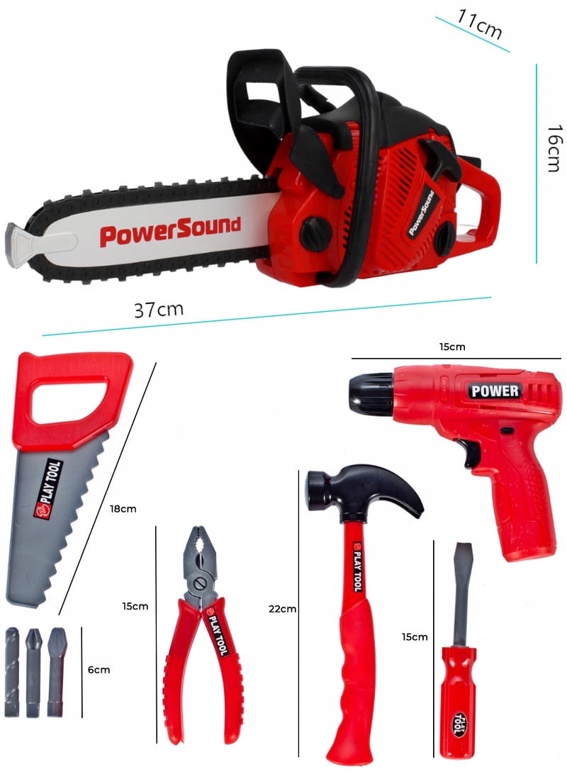 NARZĘDZIA dla dzieci WIERTARKA PIŁA MOTOROWA SPALINOWA zestaw majsterkowicz Wiek dziecka 3 lata +