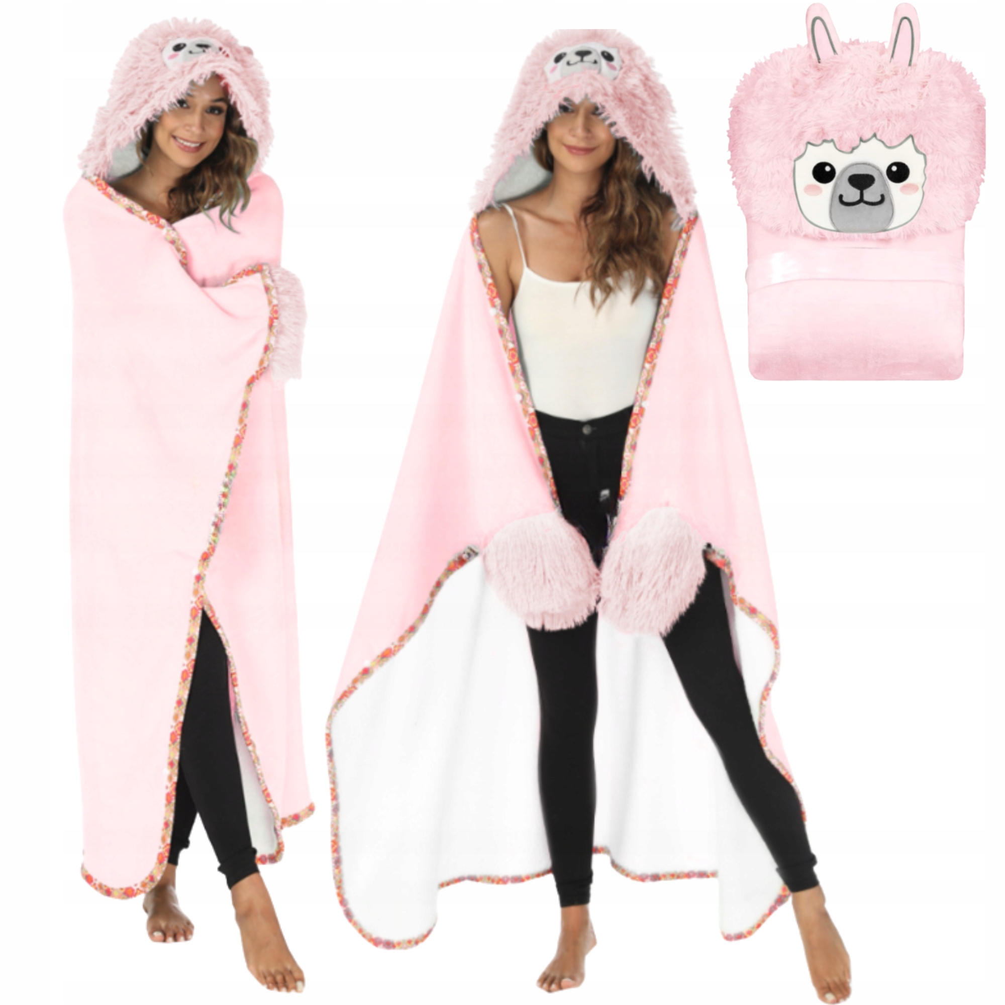 Deka S Kapucí A Rukávy, Teplá Na Zimu, Dárek, Povlak S Lamou Dárek