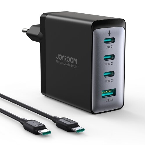 JR-TCG04EU GaN sieťová nabíjačka Usb 3x Usb-c 100W kábel Usb-c, čierna