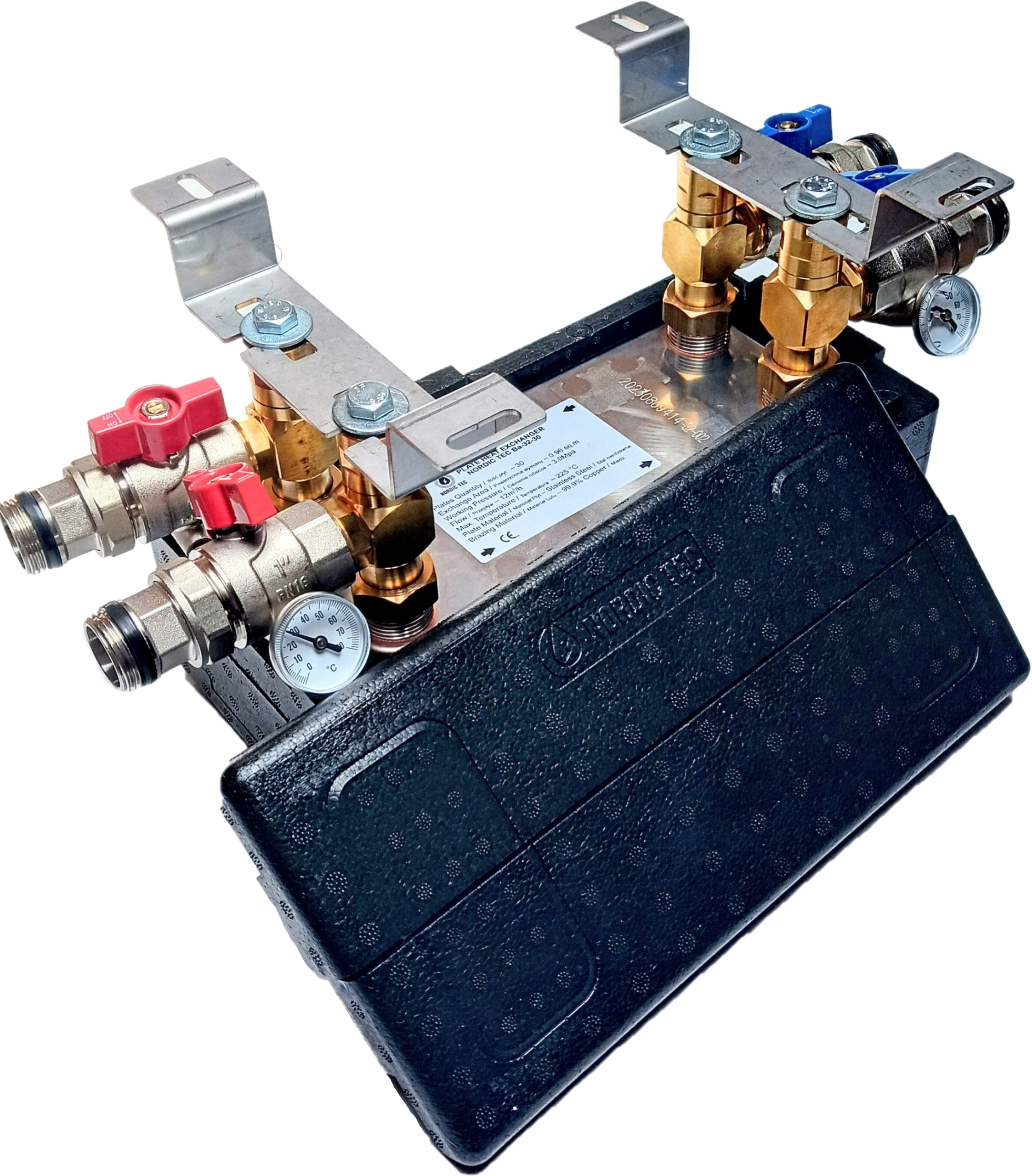Doskový výmenník tepla 30-65 kW 30 dosiek, sada izolácie, ventily 1 palec