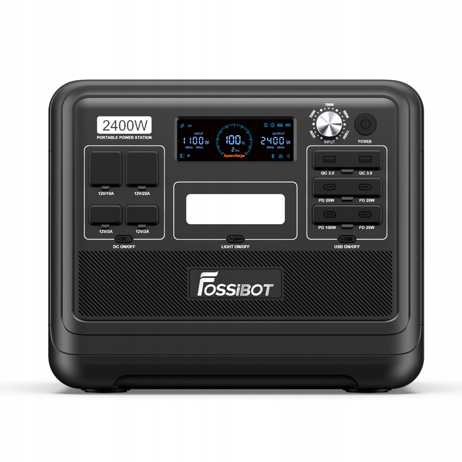 Mobilna Stacja Zasilania 2400W 16 portów 640000 mAh USB DC + Składany Wózek Model Fossibot F2400