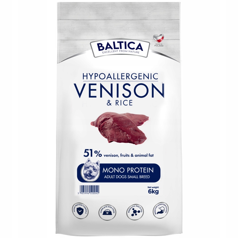 Karma dla psa Baltica Monoprotei Adult Venison Rice Xs/s 6kg Hipoalergiczna