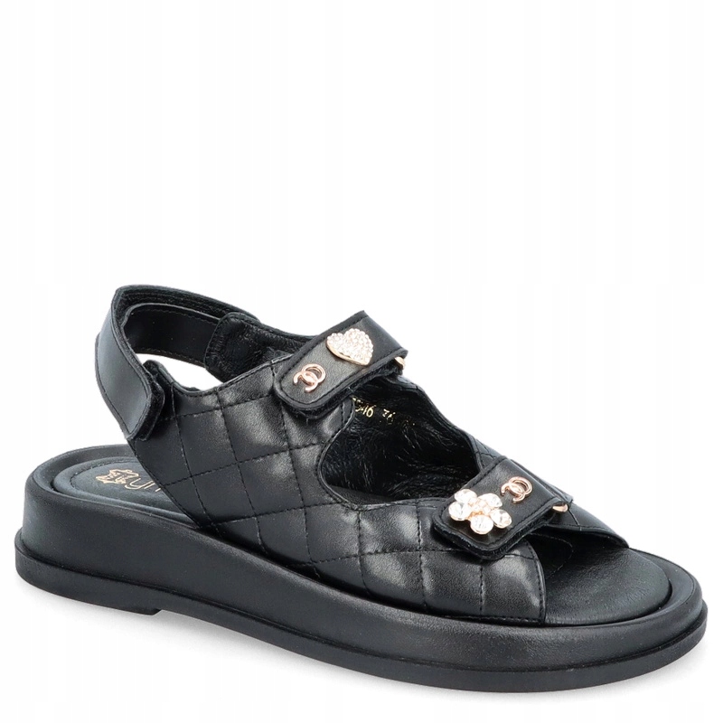 Sandály na suchý zip s ozdobami Tymoteo G1059 Černé 40