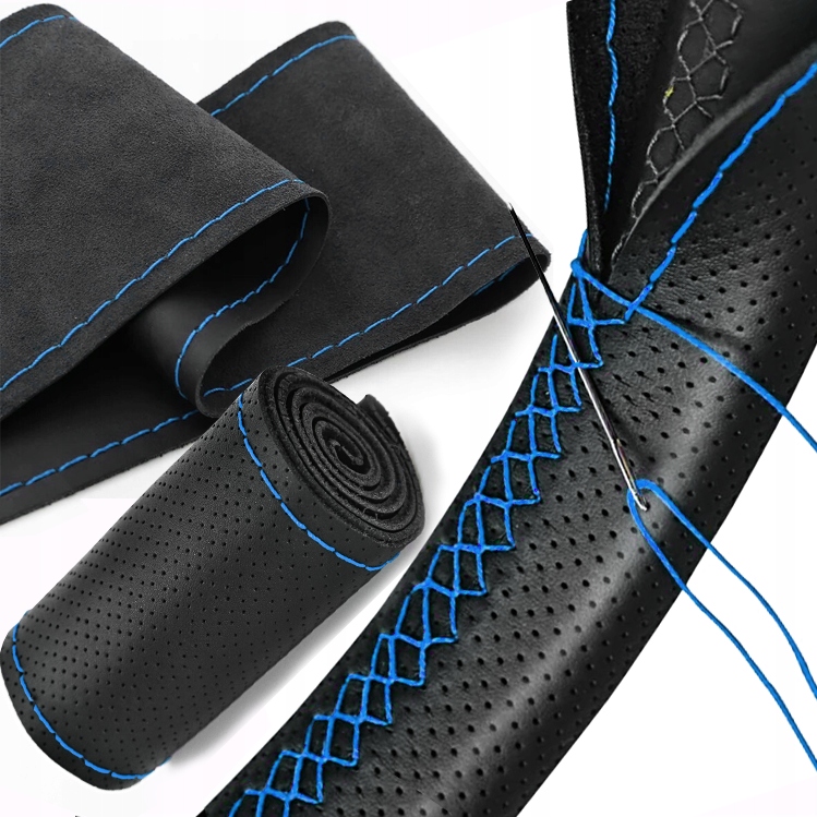 Pokrowiec Na Kierownice Nakładka Skóra Do Obszycia Czarny Perforowany