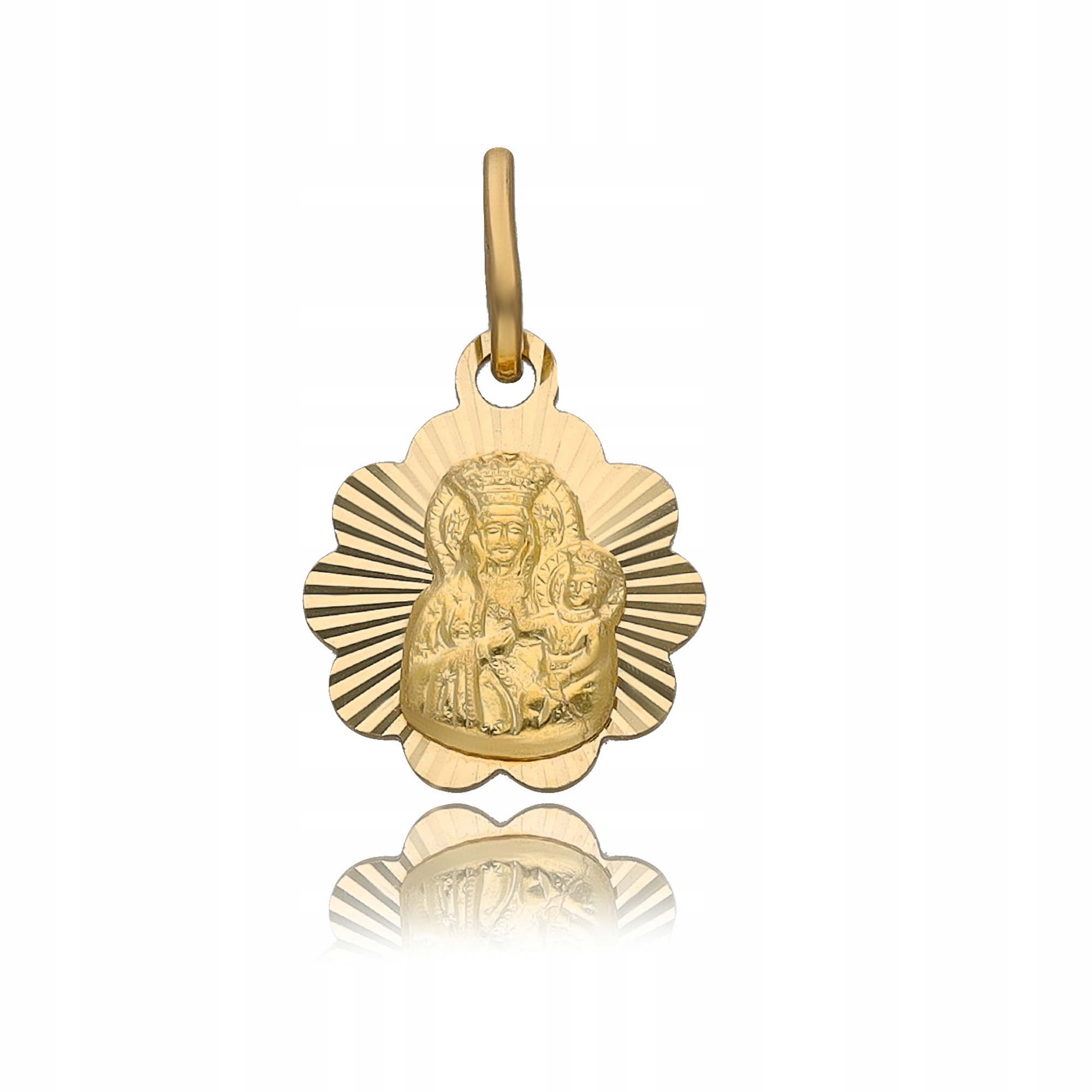 Zlatý Přívěsek Přívěsek Panna Maria Čenstochovská Zlato 585 S Diamanty