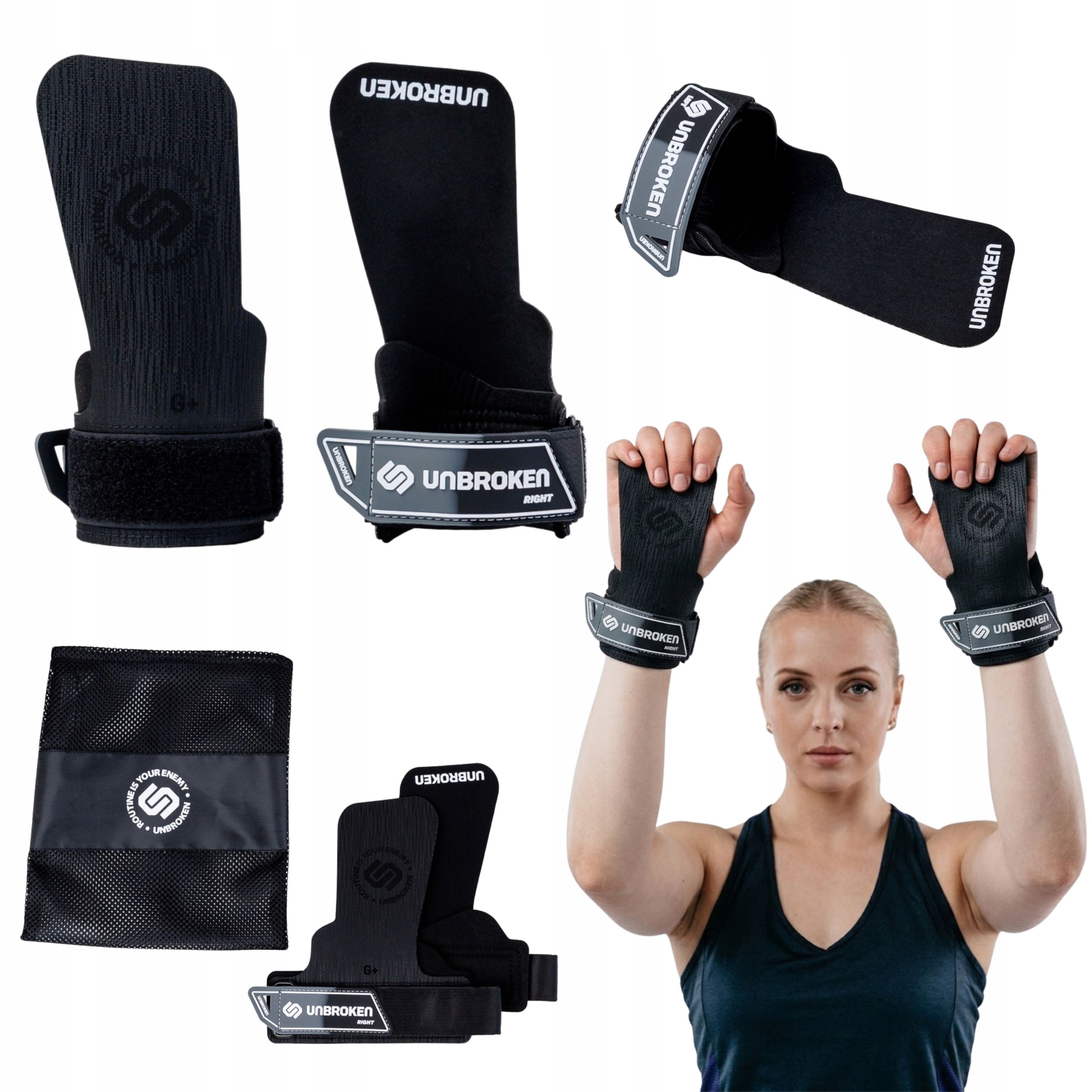 Gymnastické tréninkové skiny Unbroken Hybrid Grips velikost G černé