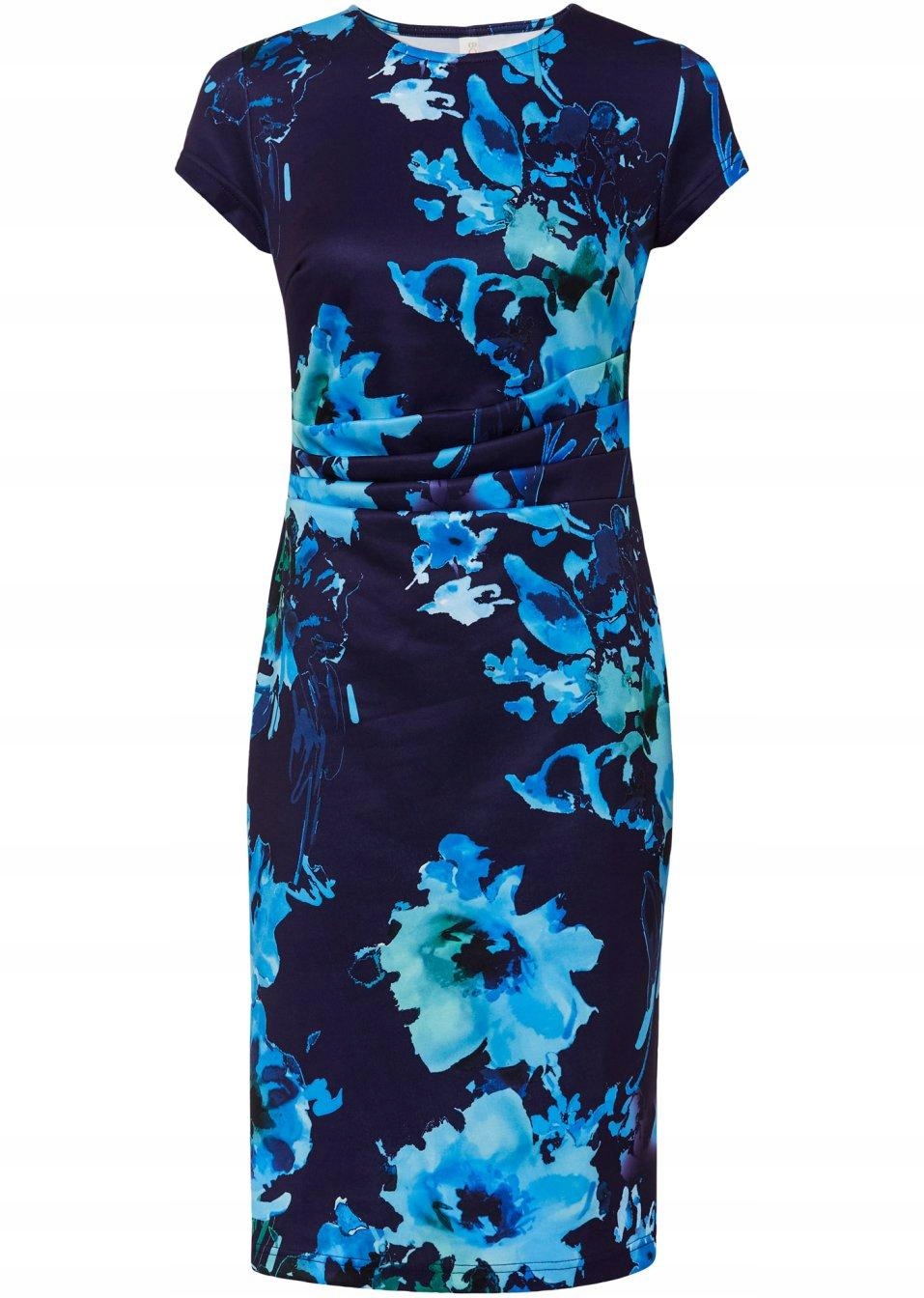 40 SUKIENKA W KWIATY riq Kolor niebieski