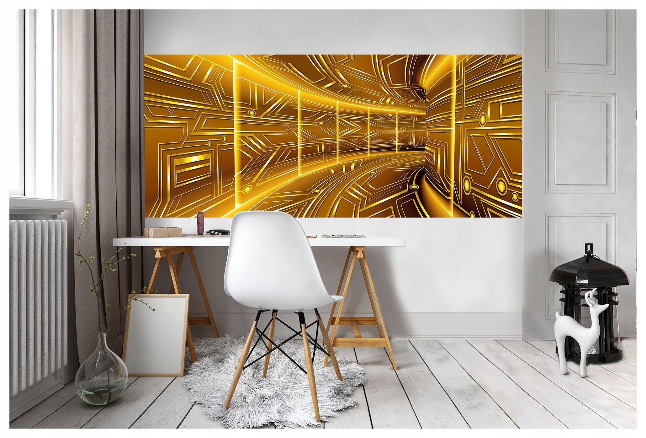 Fototapeta Zlatý tunel perspektiva geometrie světla iluze 250x104 lepidlo