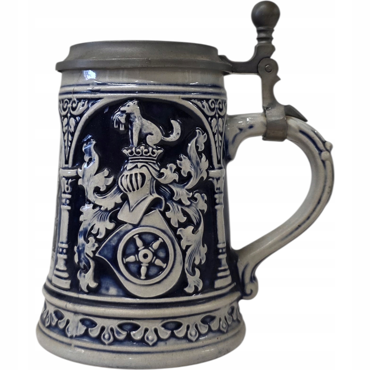 VINTAGE KUFEL NIEMIECKI Z CYNOWĄ POKRYWKĄ