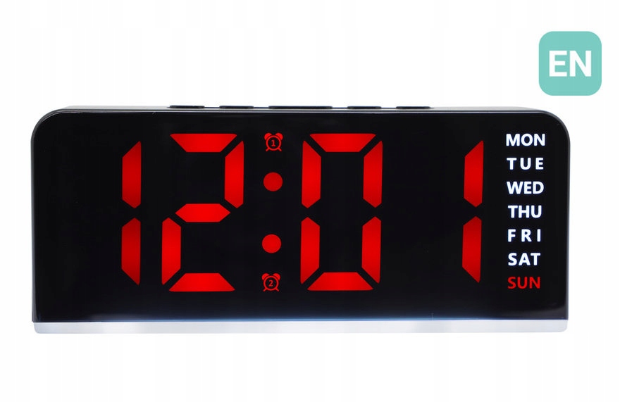 Červený Budík Led Jvd SB8033.4 Teploměr Podsvícení Dva Alarmy