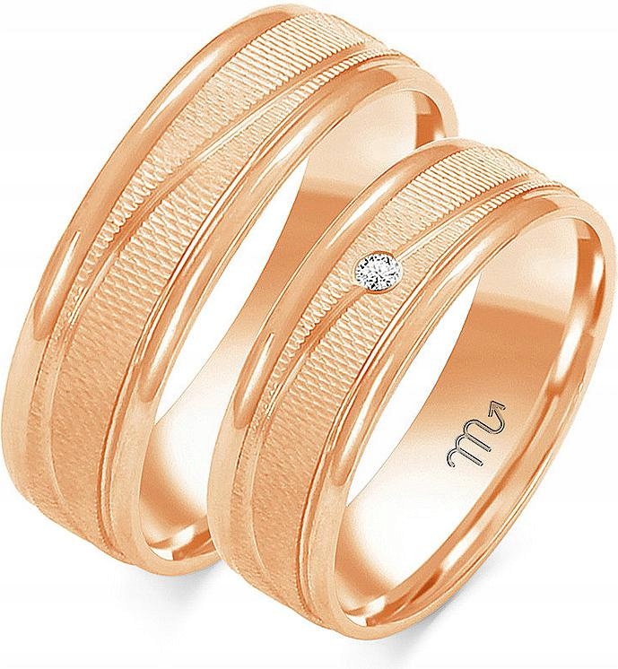 Růžový zlatý snubní prsten pro svatbu 14k 585 r 14 15 16, originální s gravírováním