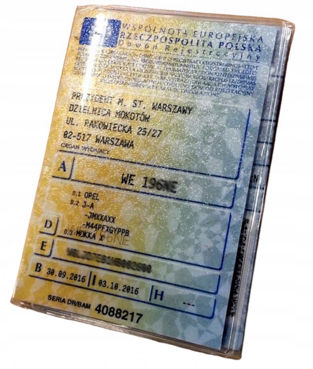 OKŁADKA ETUI NA DOWÓD REJESTRACYJNY PRZEZROCZYSTA