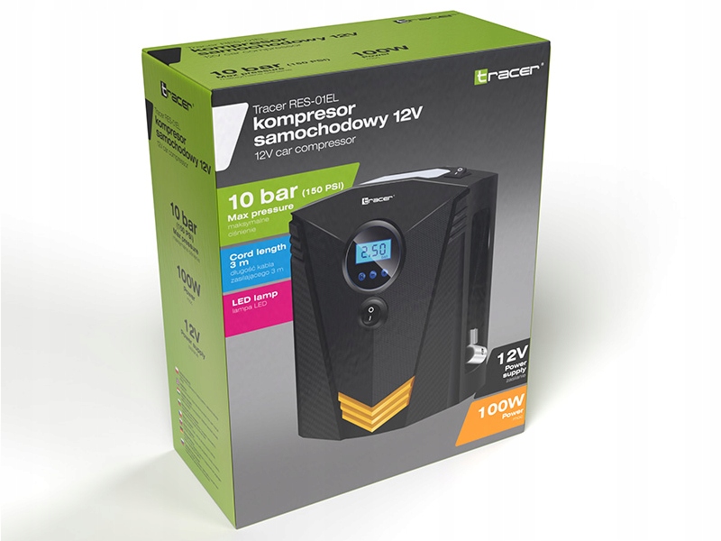 KOMPRESOR SAMOCHODOWY 12V POMPKA SPRĘŻARKA DO KÓŁ Kod producenta TRAKOM47148