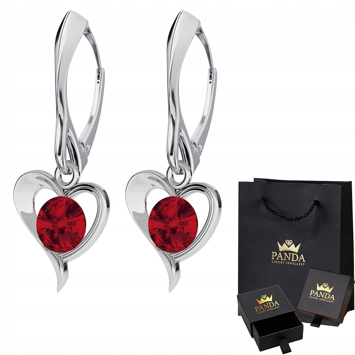 

Piękne Srebrne Kolczyki Serce Swarovski Srebro 925