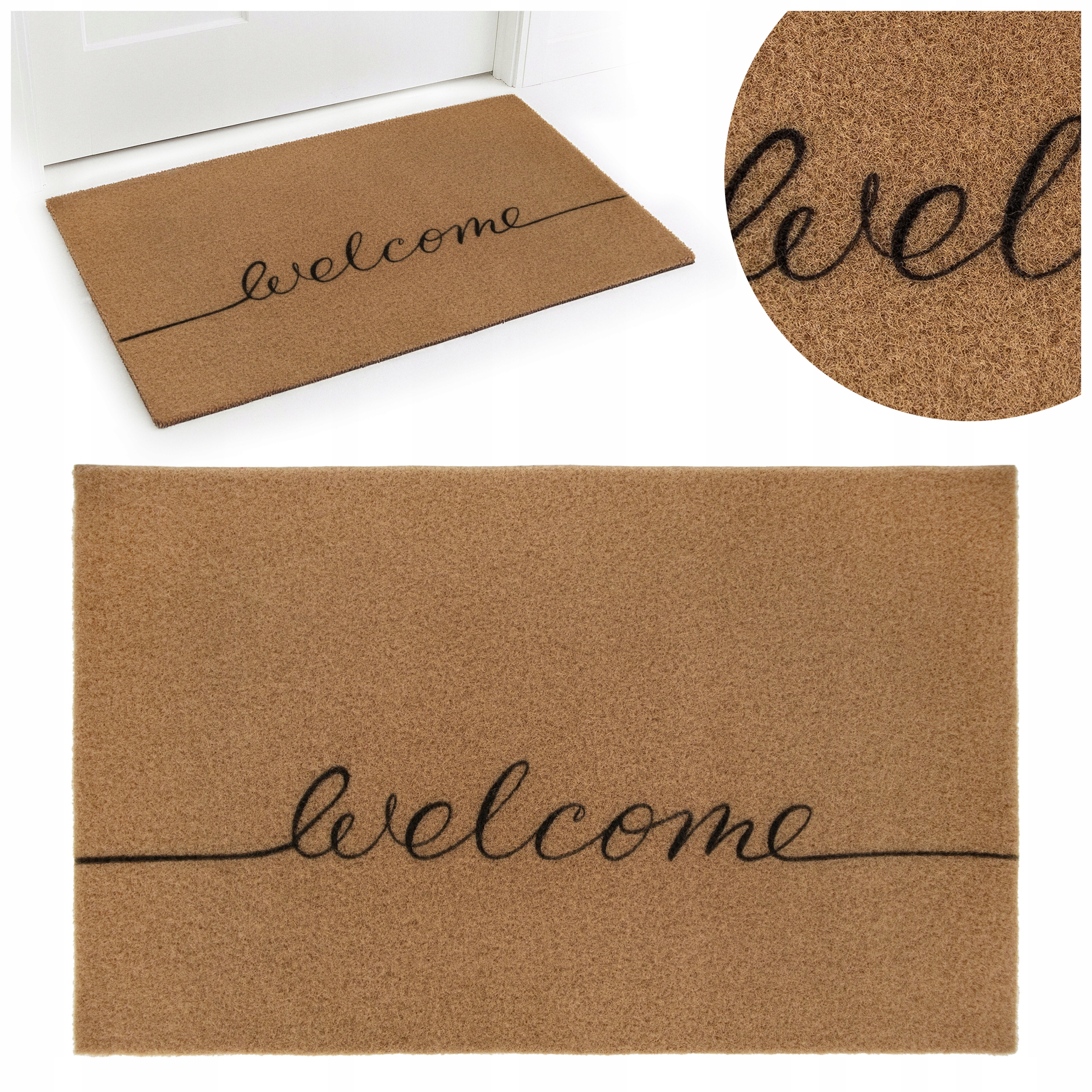 WYCIERACZKA POD DRZWI NAPIS WELCOME 50X80 CM MATA WEJŚCIOWA POWITALNA