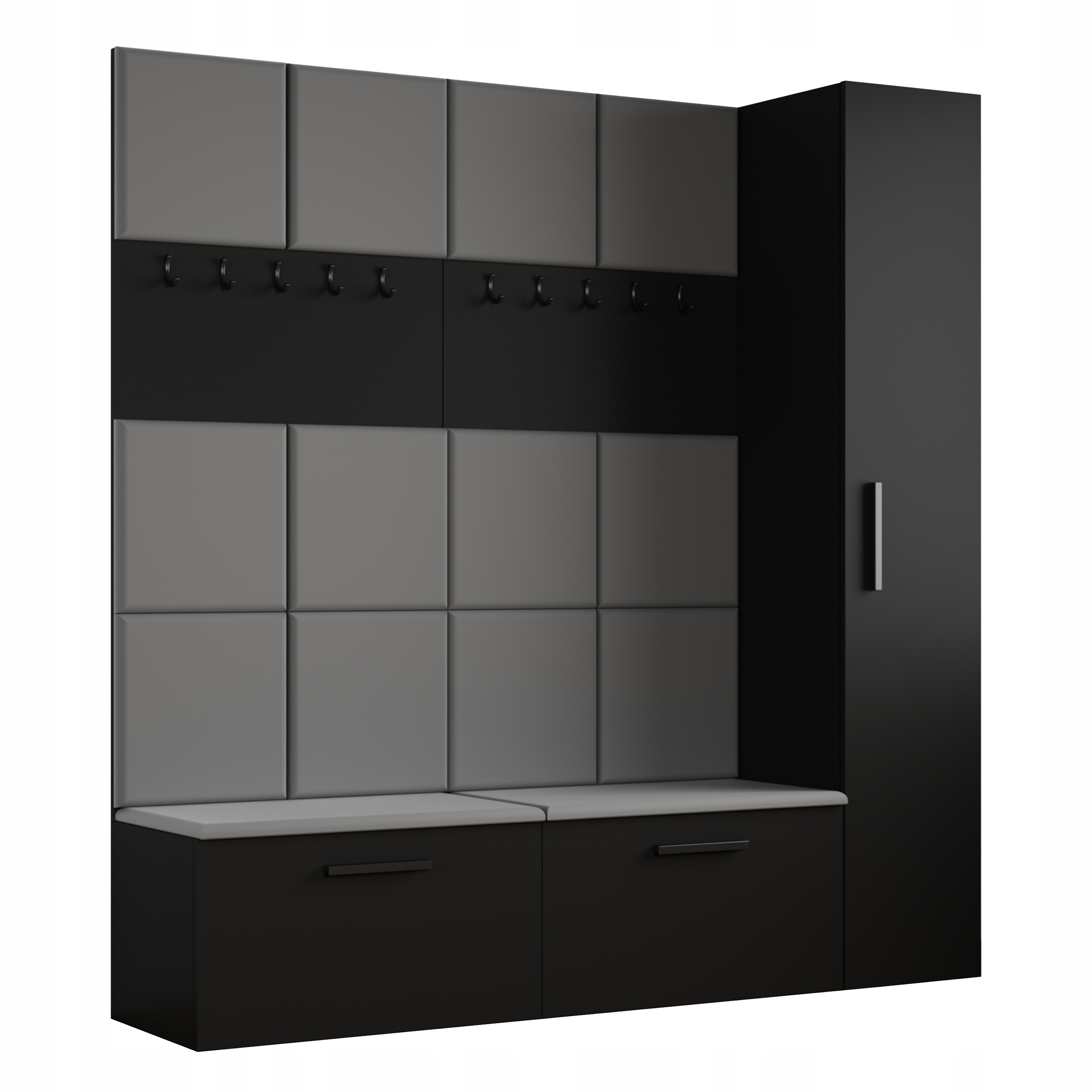 Šatní skříň Modulo 201,2/204/40 cm do předsíně Moderní černá