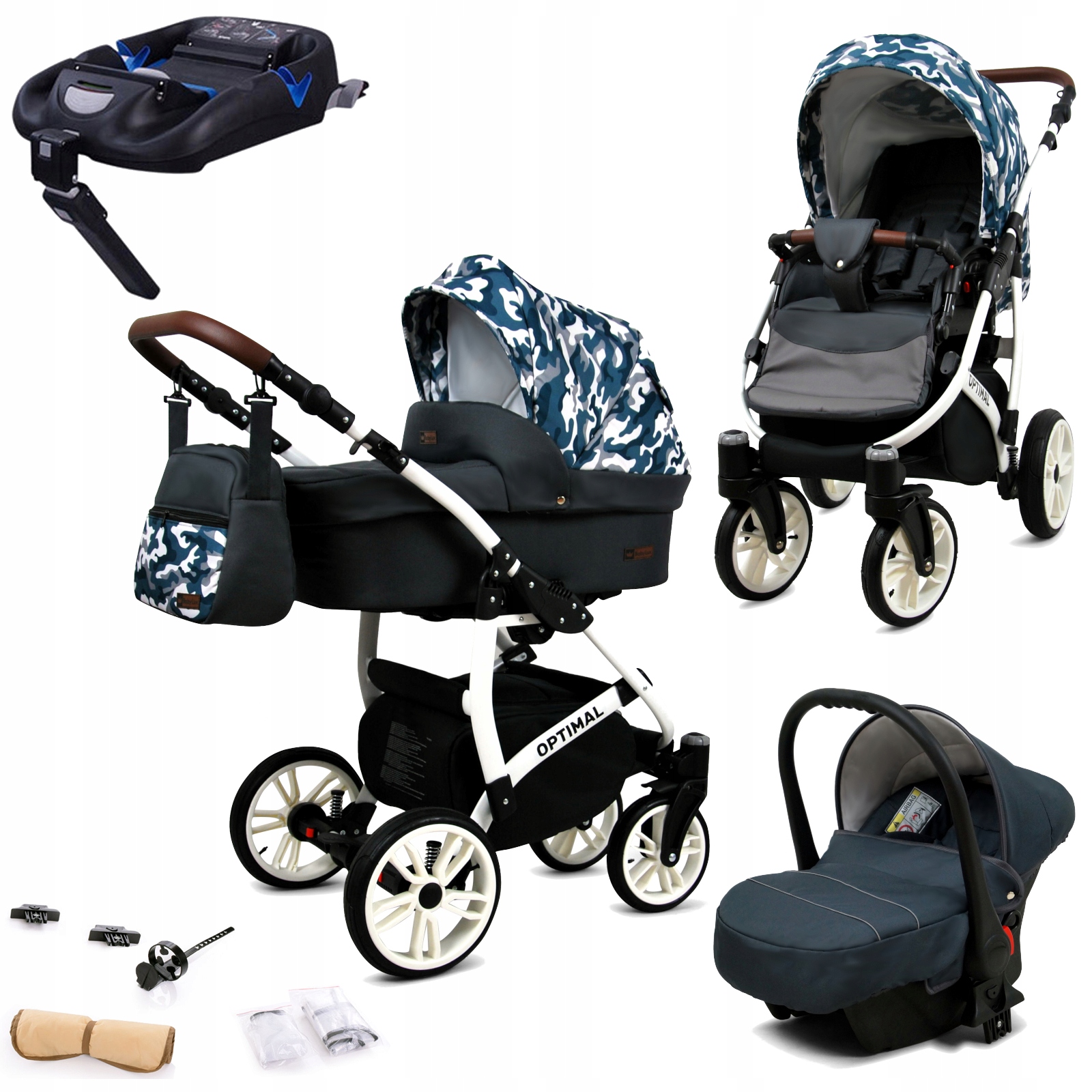 Wózek 4w1 BabyLux Optimal spacerówka gondola fotelik samochodowy Isofix