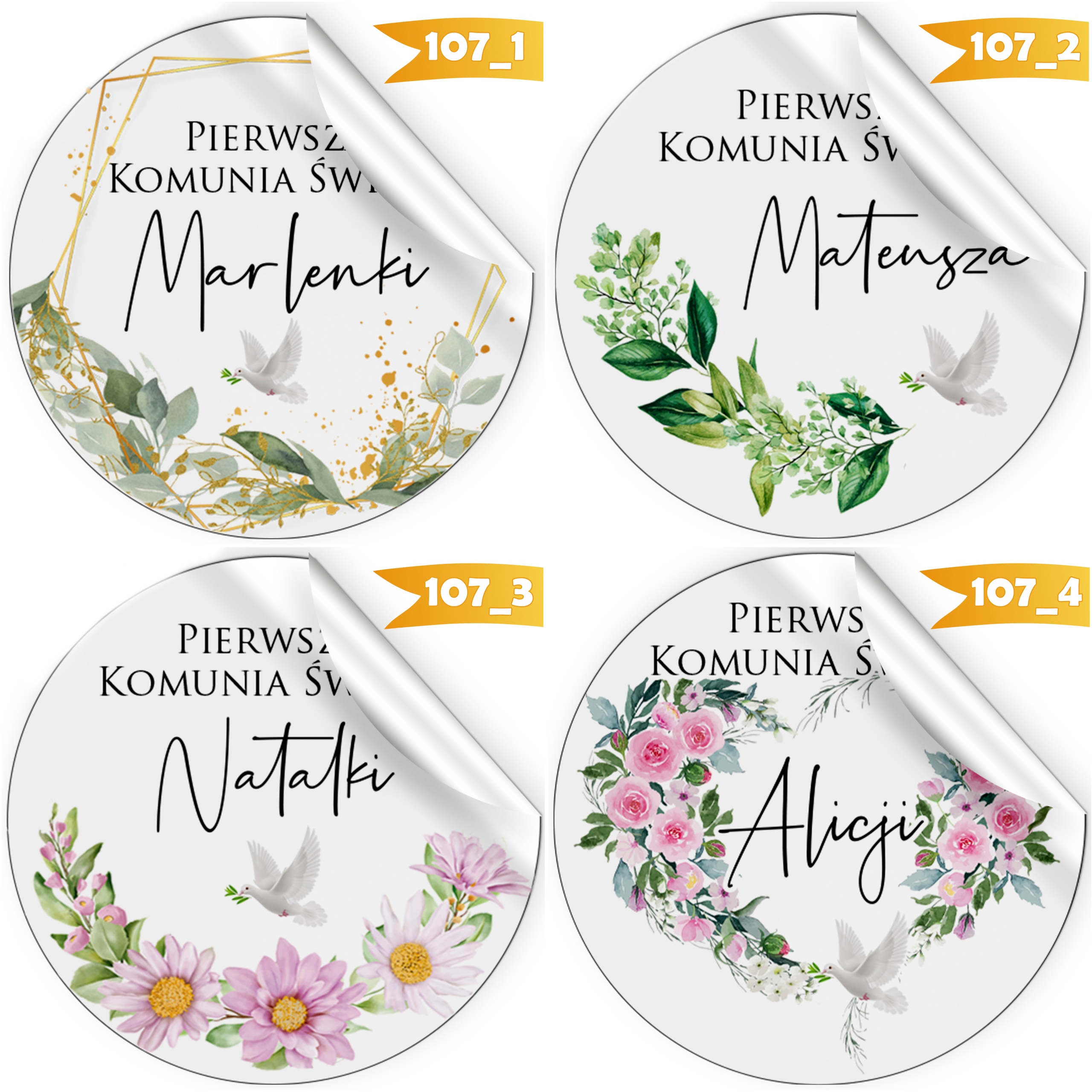 PIERWSZA KOMUNIA PRZYJĘCIE - NAKLEJKI LIZAKI MIÓD CIASTO DLA GOŚCI [111_1] Stan opakowania oryginalne