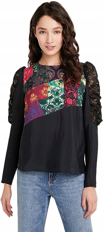 Tričko Desigual dámské elegantní tričko s krajkovými rukávy vel.