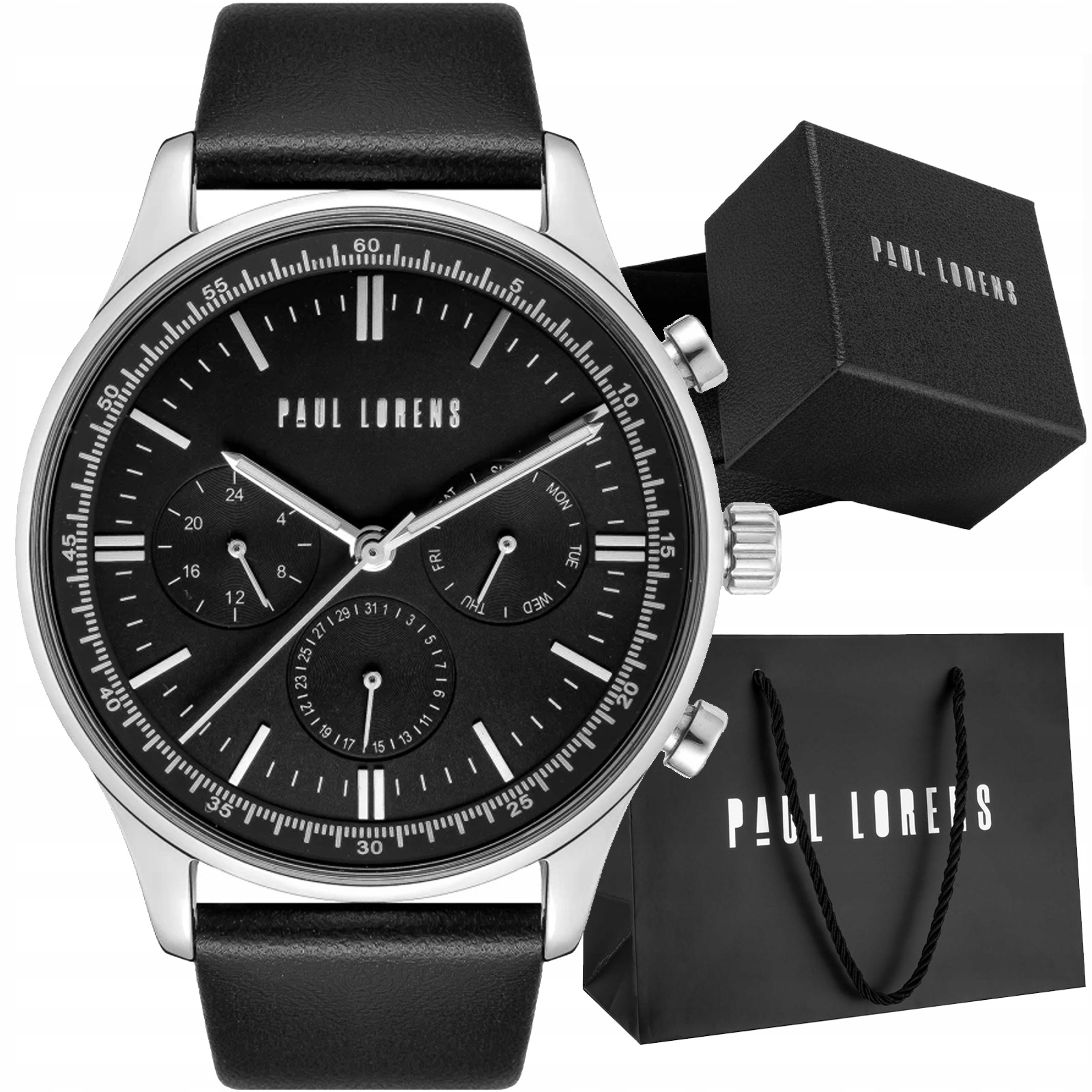 Stylové pánské hodinky Paul Lorens 10602A2-1A1 Datumovka Box