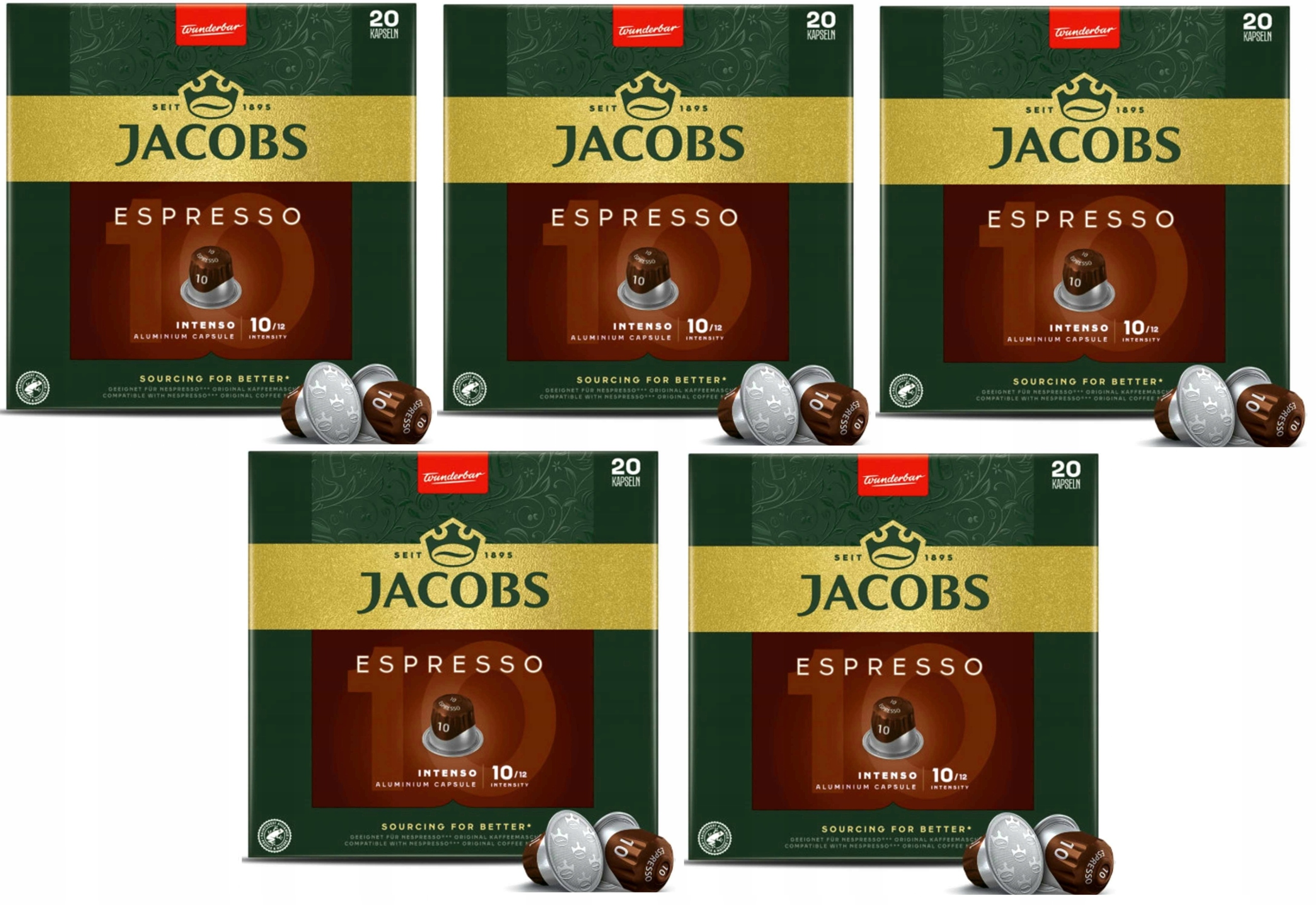 Zestaw 5 x Kapsułki do Nespresso Jacobs Espresso 10 Intenso 20 szt.