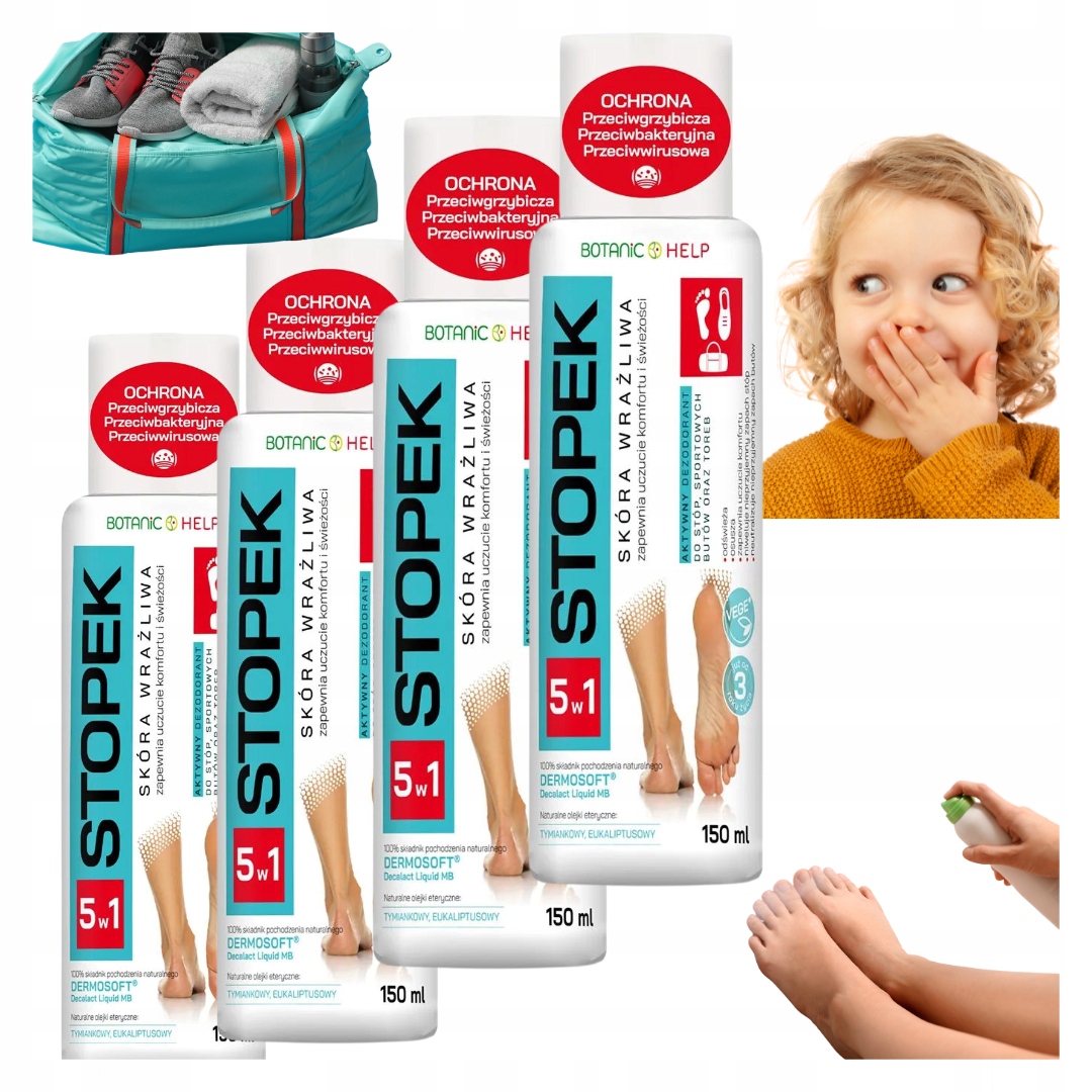 Deodorant na boty Sprej Antibakteriální Sprej na obuv 5v1 na nohy 4x