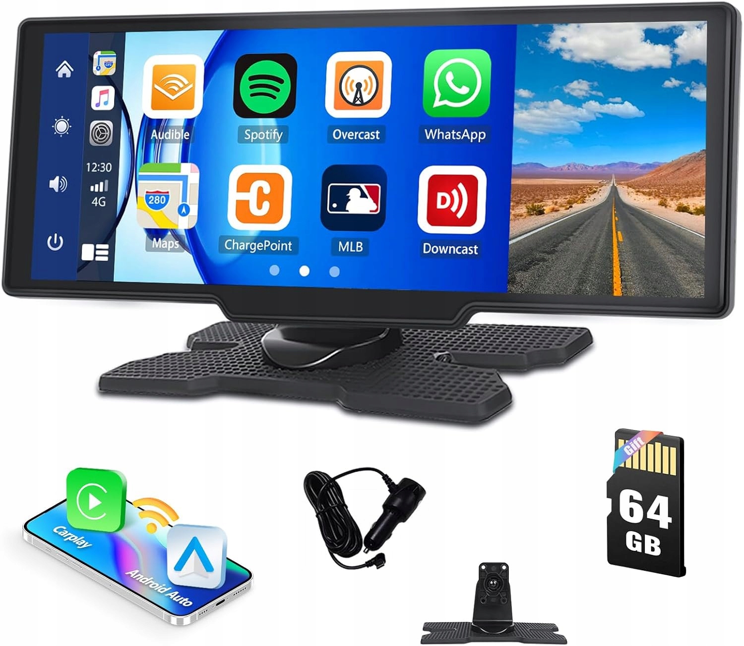 Přenosné autorádio 10,4" s Apple CarPlay Android Gps Bluetooth