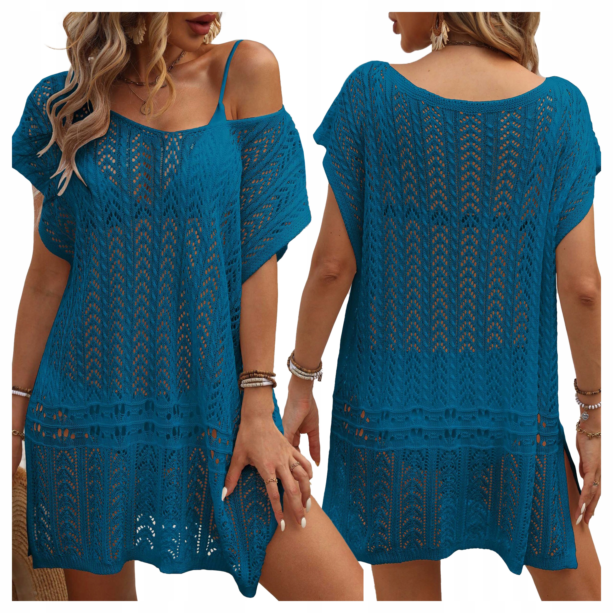 Sukienka plażowa Pareo na plażę Letnia Boho tunika Narzutka ażur Na Lato