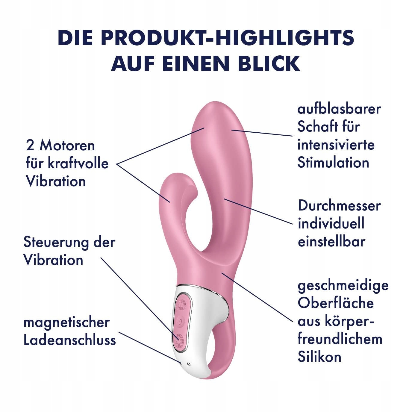 SATISFYER Air Pump Bunny 2 Wibrator, 12 Trybów, Silikon Przyjazny Skórze — miniatura 2