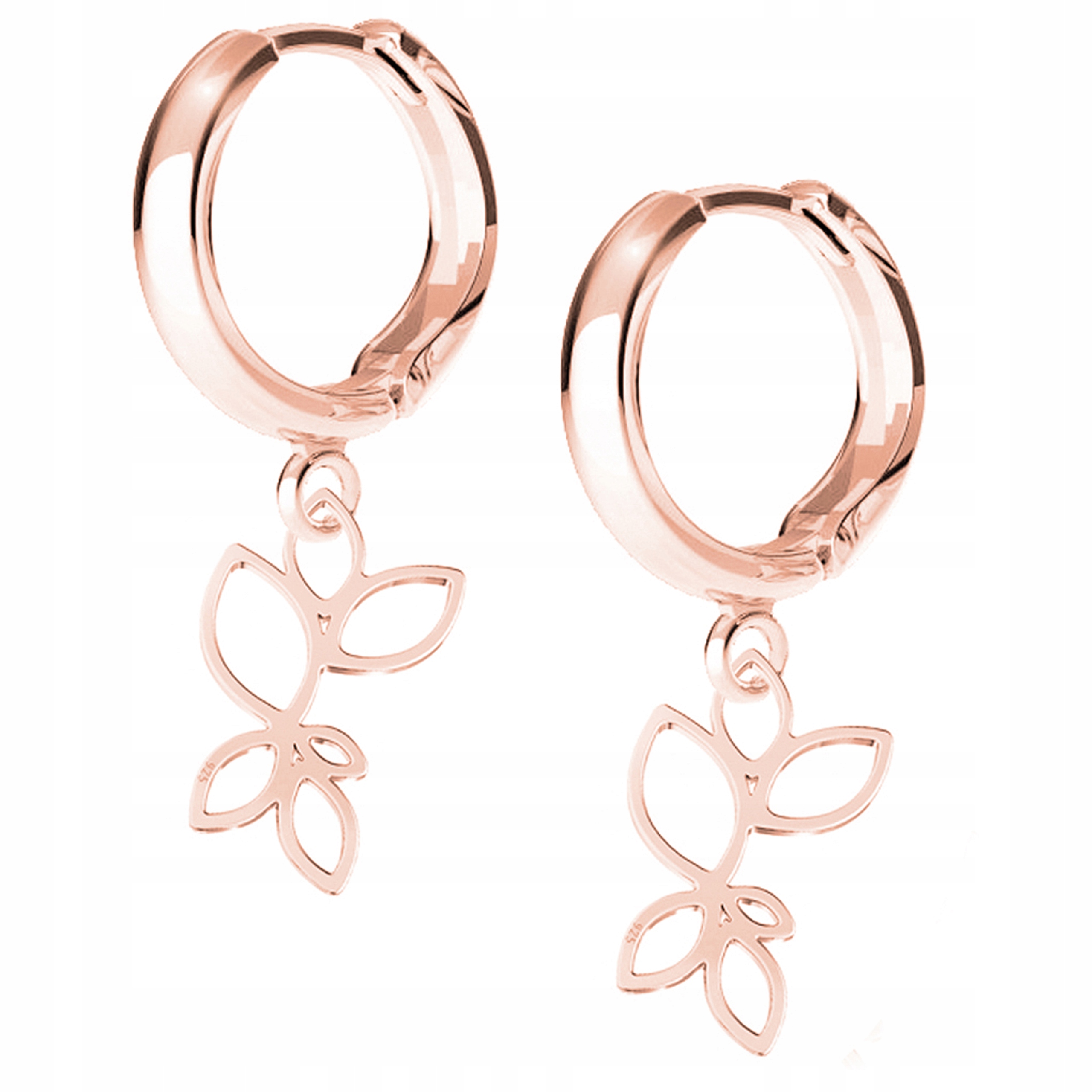 Náušnice Lístky List růžové zlato 925