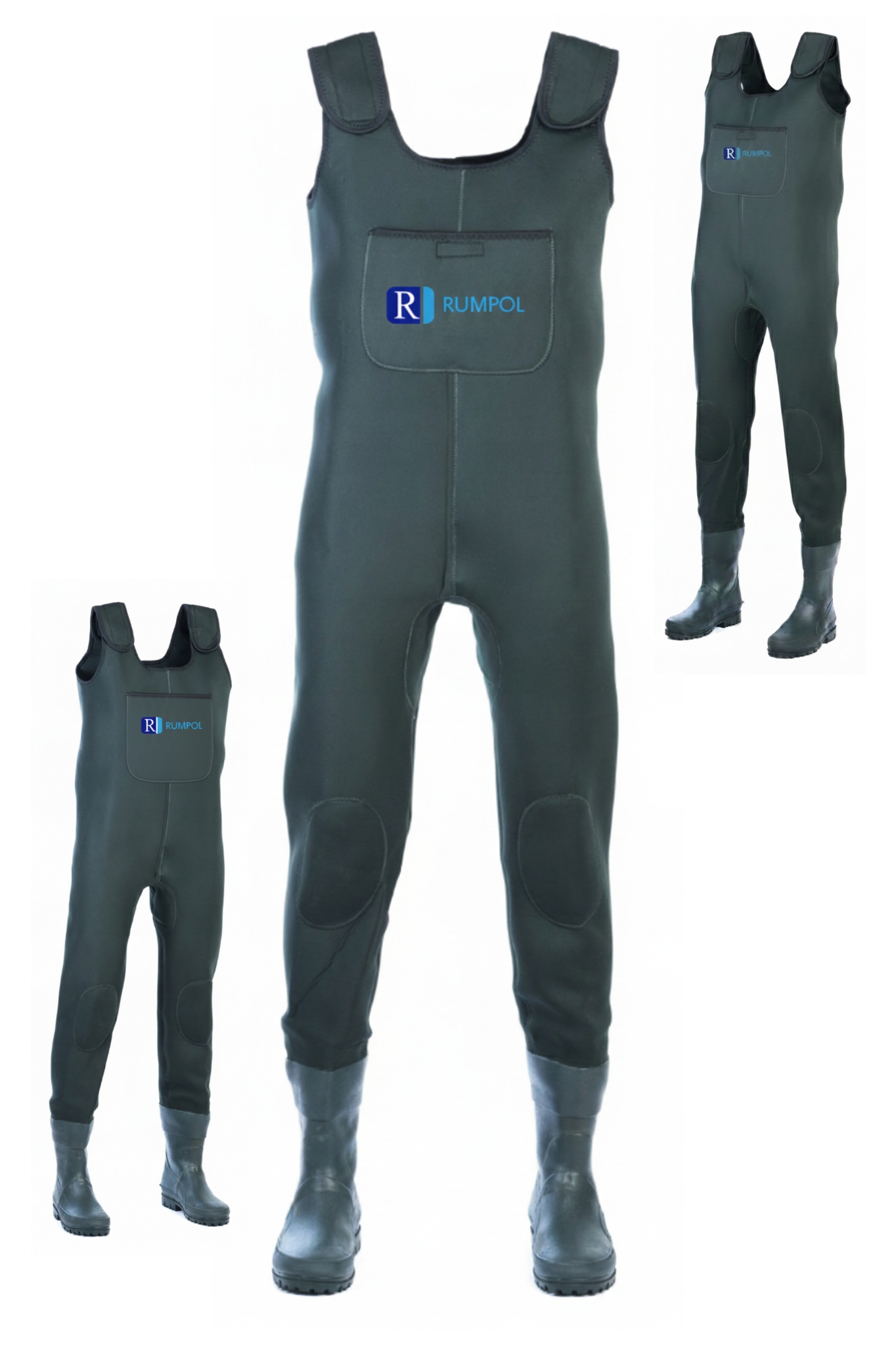 Neoprenové Kalhoty 4-5 MM Rumpol 46-47, Vodovky Na Ramenních Popruzích, Zelené 290233