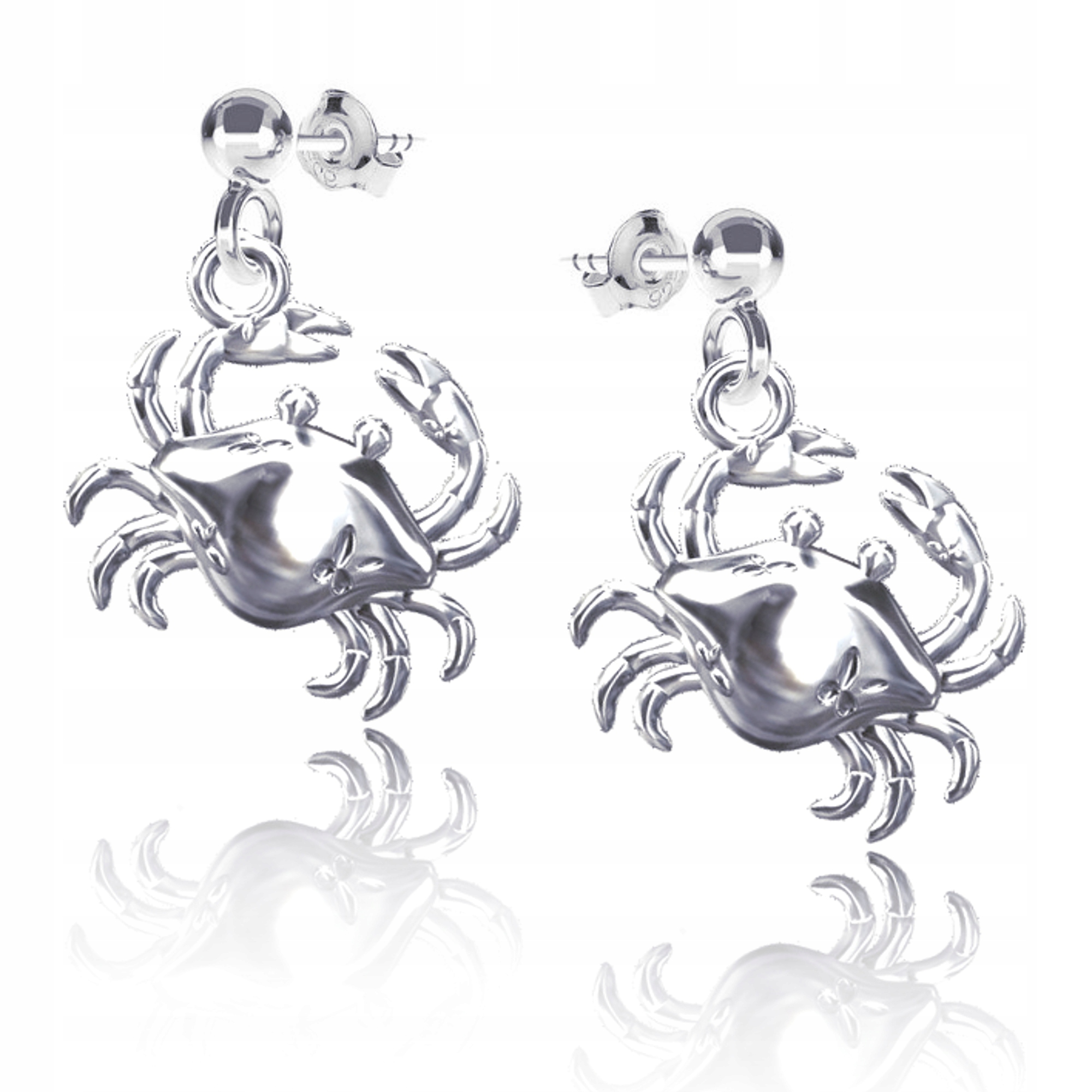 Krab Kraby Symbol obnovy a síly Stříbrné náušnice na tyčkách stříbro 925