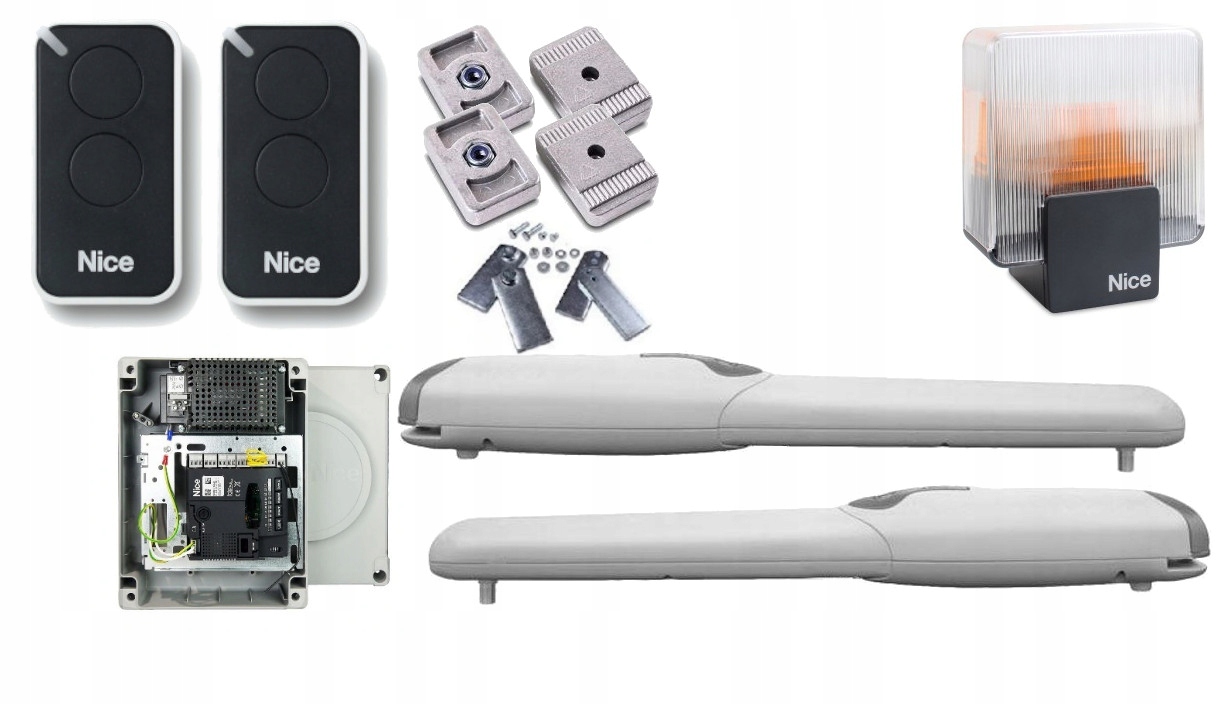 Napęd do Bram Skrzydłowych Dwuskrzydłowych Piloty Lampa Led Nice Wingo 2024