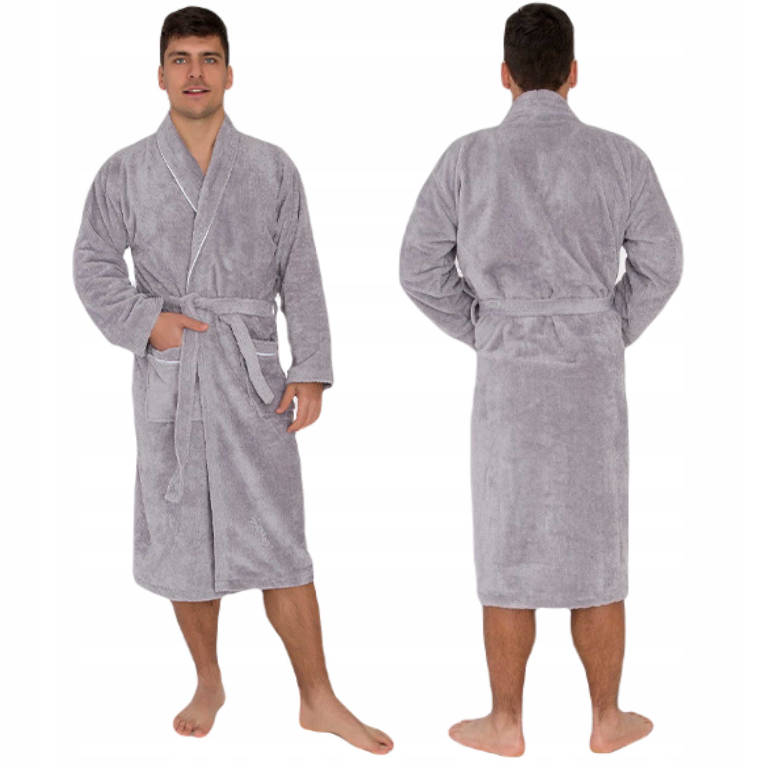 

szlafrok dla mężczyzny szary welur S/m