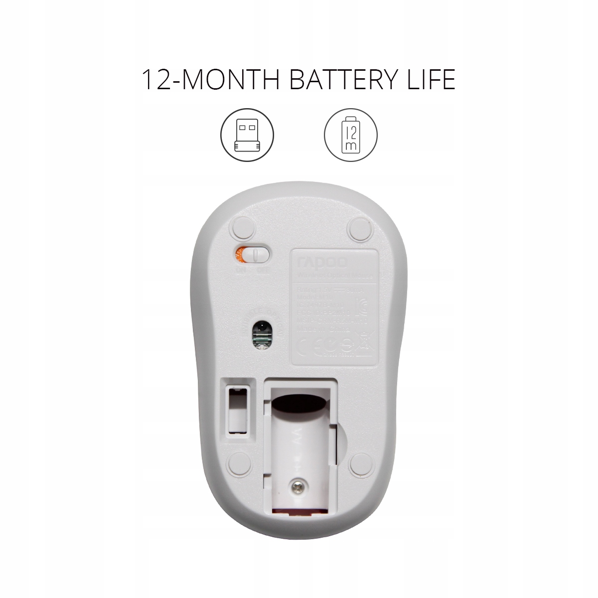 RAPOO Myszka bezprzewodowa optyczna M10PLUS/ biała Sensor optyczny