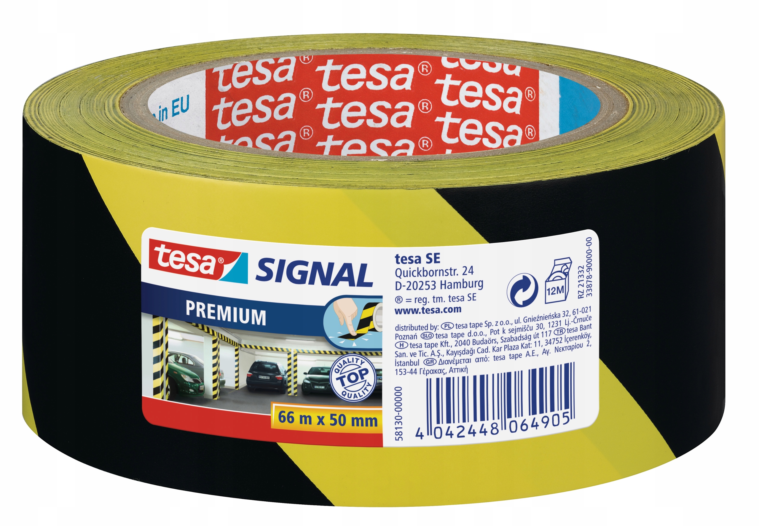 

Taśma ostrzegawcza tesa premium żółto czarna 66m