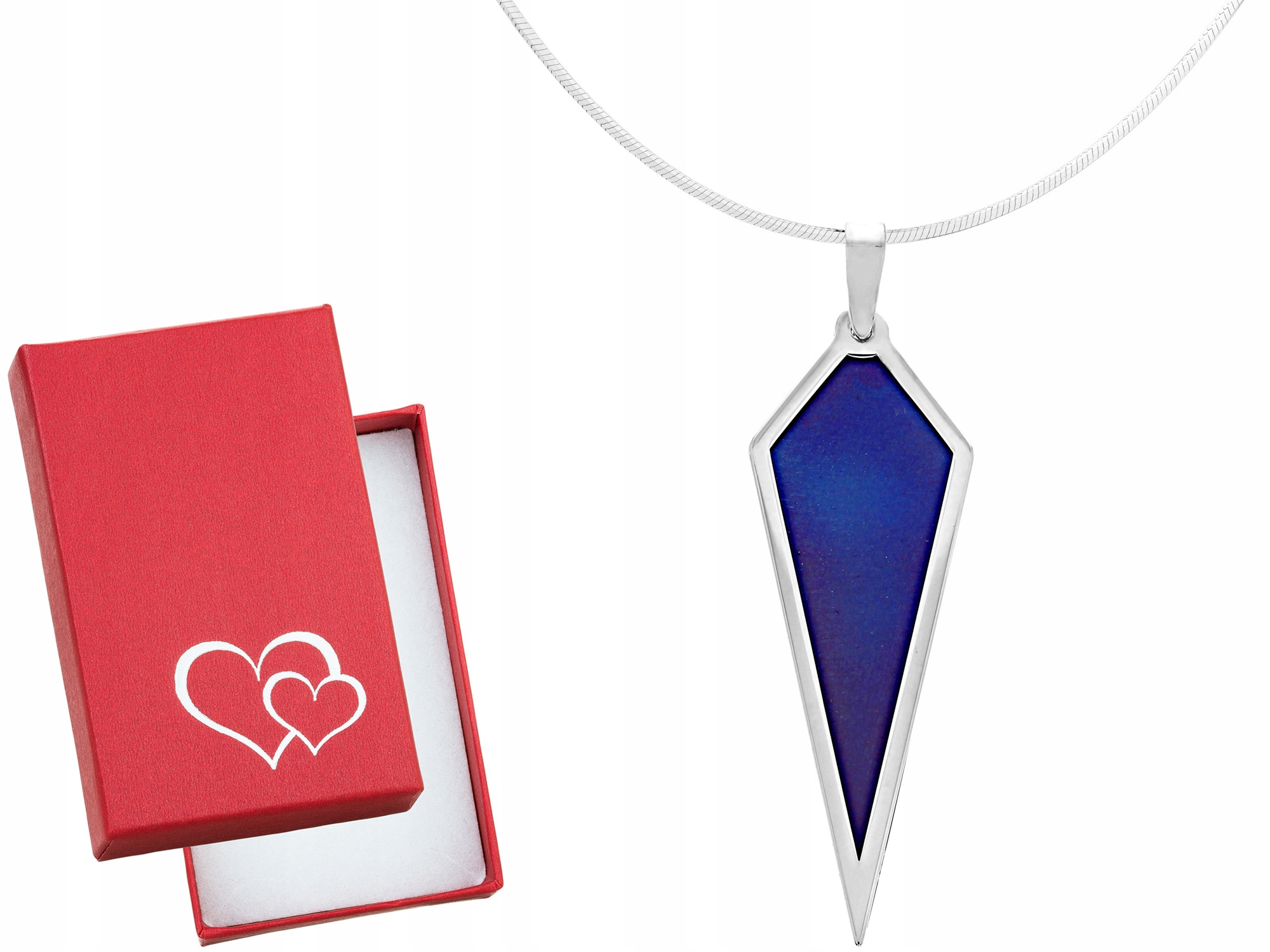 Velký stříbrný dámský modrý náhrdelník s titanem Stříbro Titan Dlouhý 55 cm