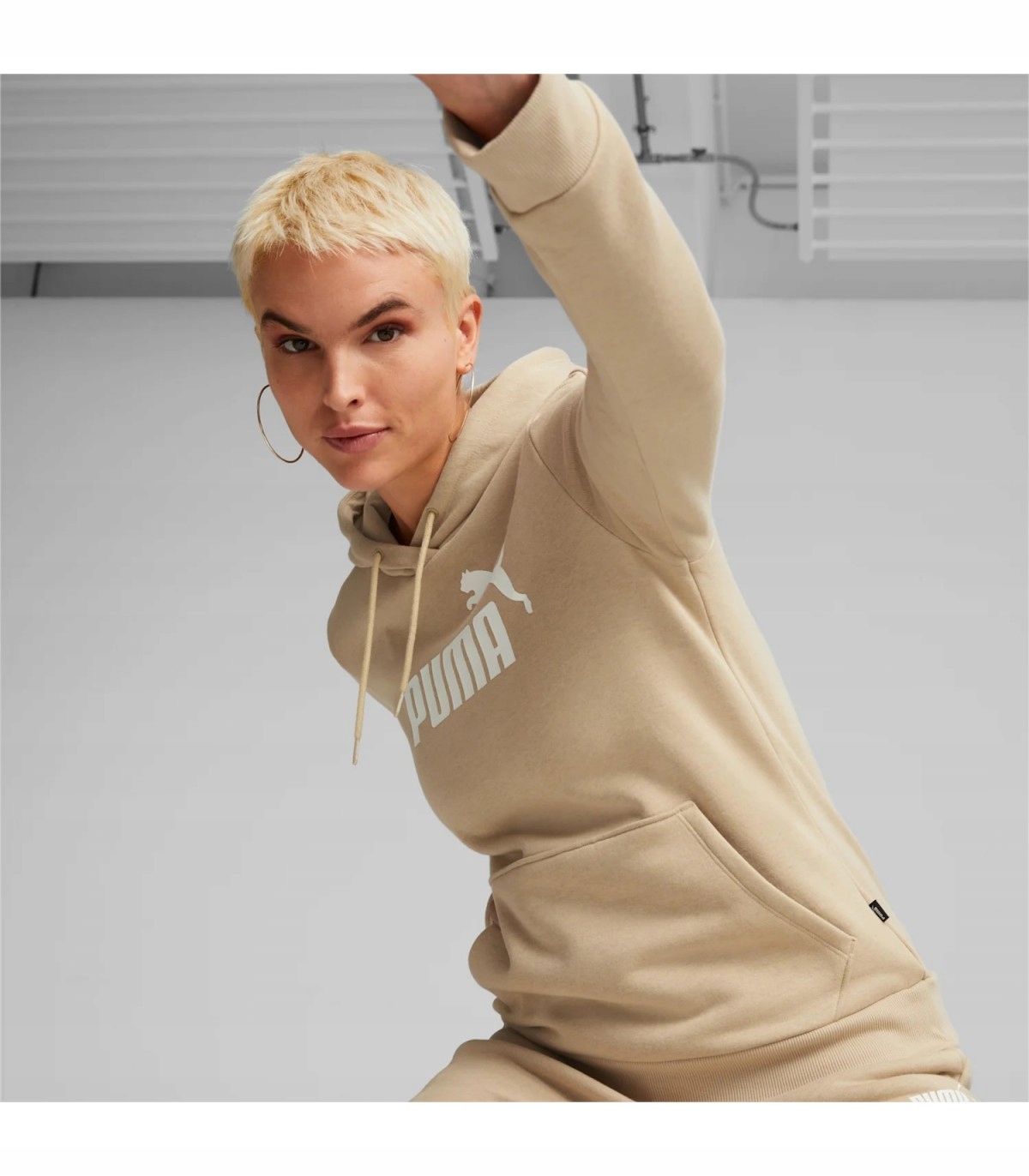 Puma dámská sportovní mikina s kapucí přes hlavu 586789 krémová hnědá S