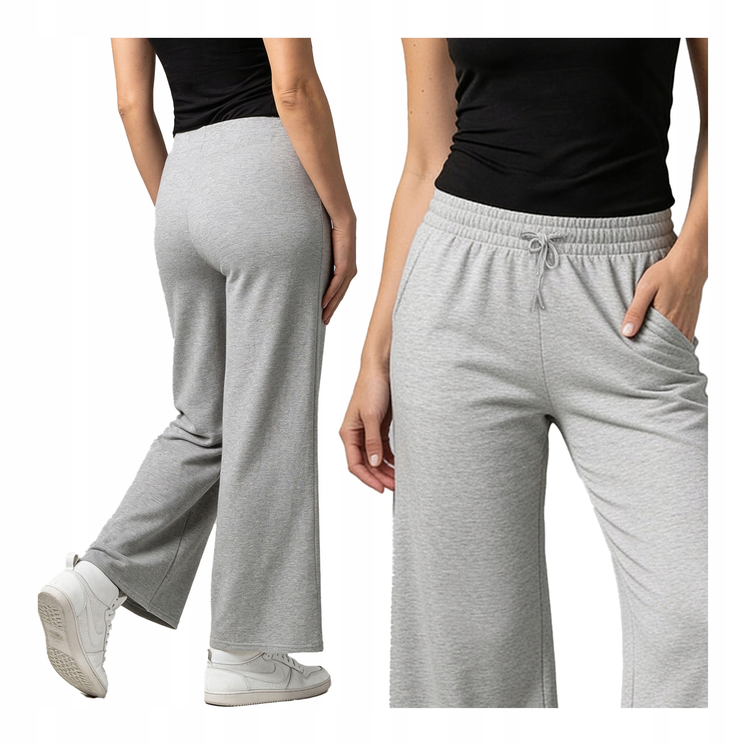 Dámské bavlněné kalhoty L, volné, široká nohavice, vyšší pas Sielei