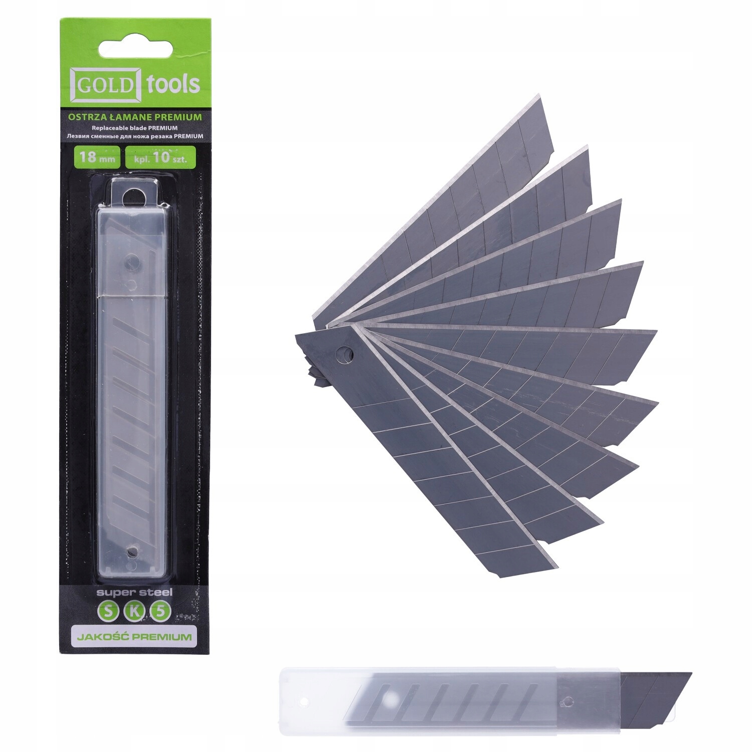 OSTRZA ŁAMANE 18 mm 10 szt PROFESJONALNE LASER