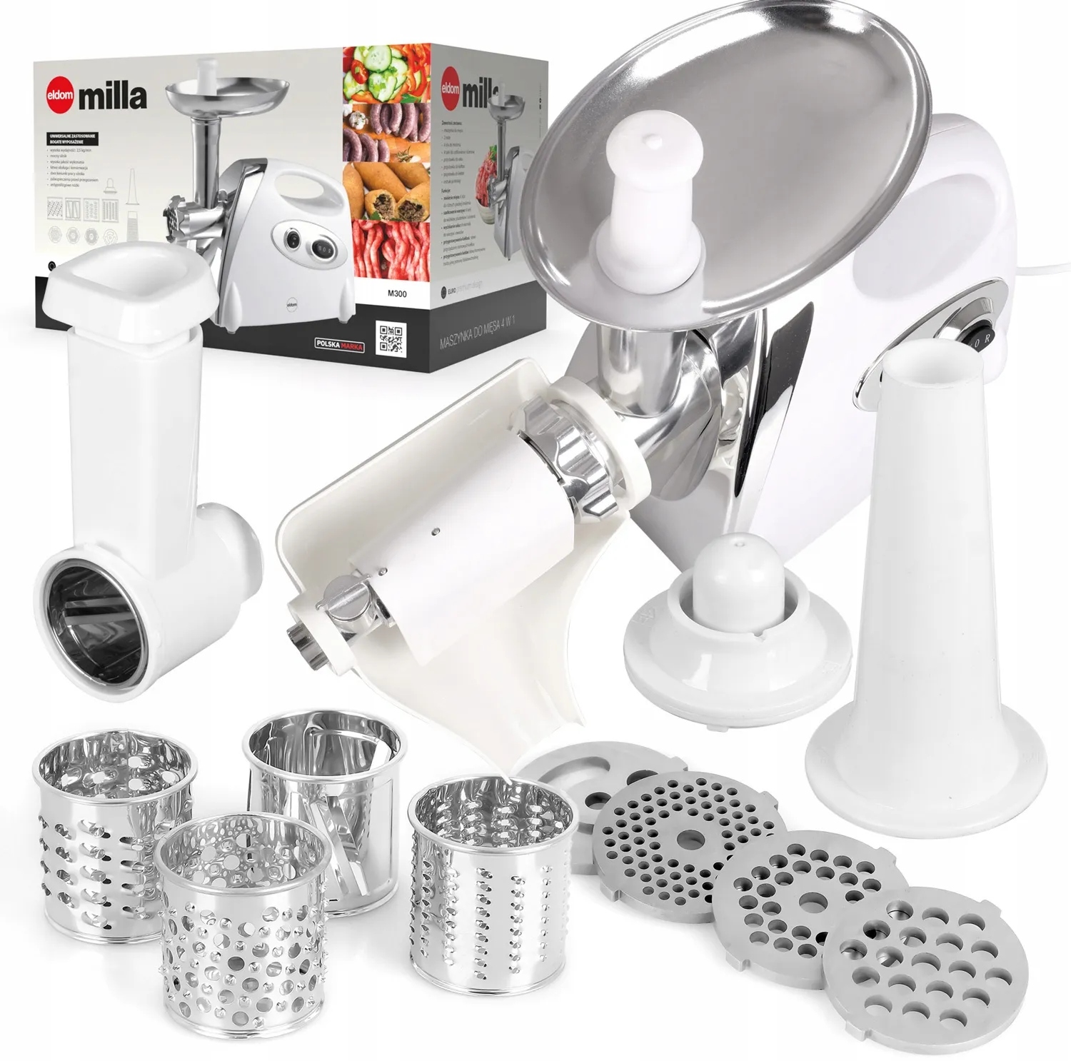 Maszynka Do Mięsa Wyciskarka Wolnoobrotowa Szatkownica 5w1 Eldom M300 Mocna