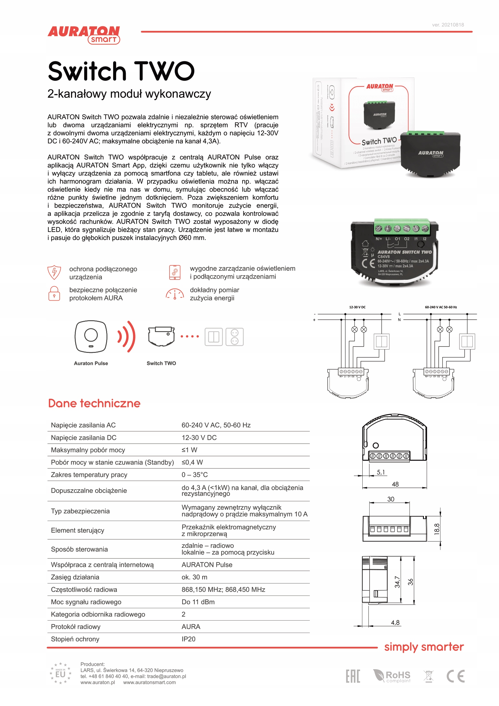 Auraton Smart Switch Two Kod producenta AURSME4021010