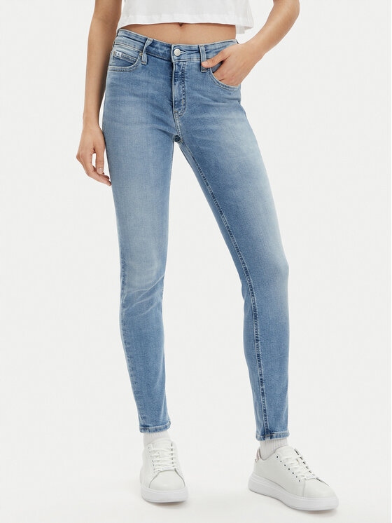 Calvin Klein Jeans Džíny Úzké Nohavice Vysoký Stav Světle Modré 36/32 Xta