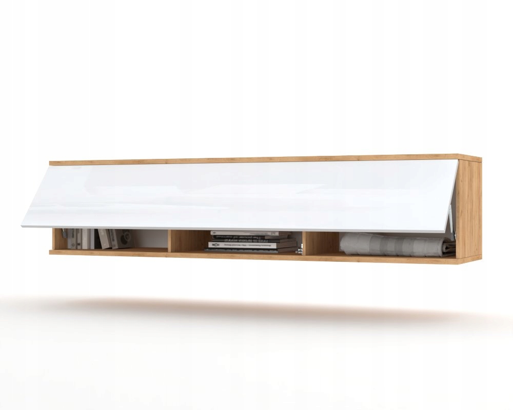 Závěsná Rtv skříňka Komoda do obývacího pokoje Simply Horizontální Craft Bílý Lesk 180