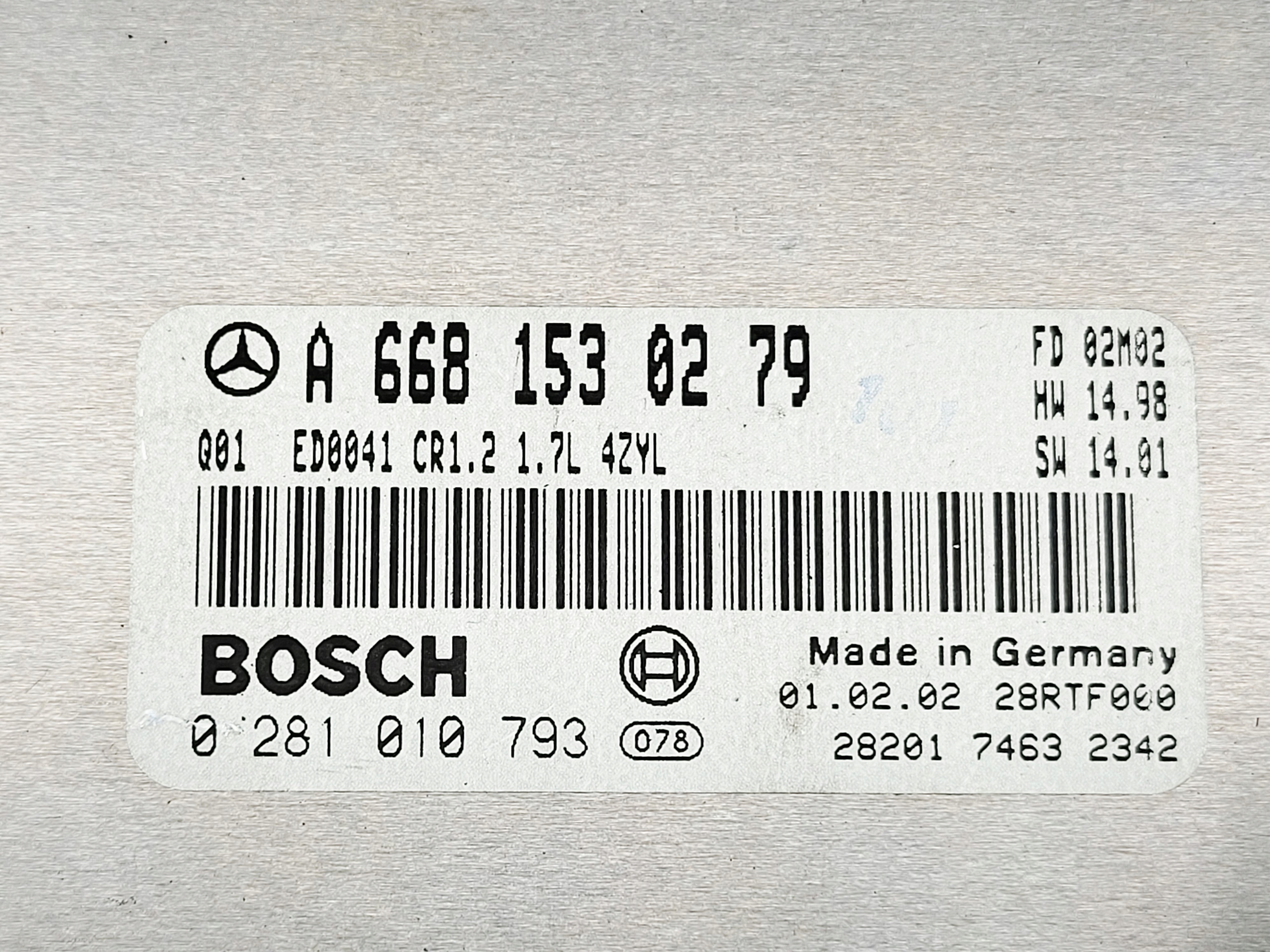 computer control unit of the engine Mercedes A170 W168 1.7 CDI A6681530279