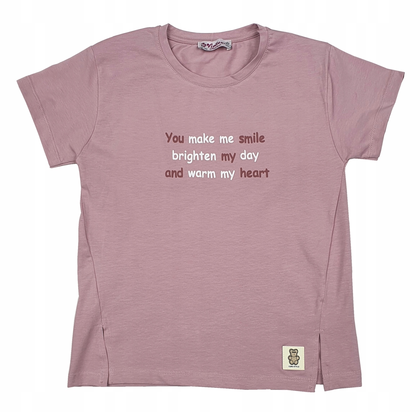 

Bluzka top t-shirt Fioletowa nadruk 140 CK122