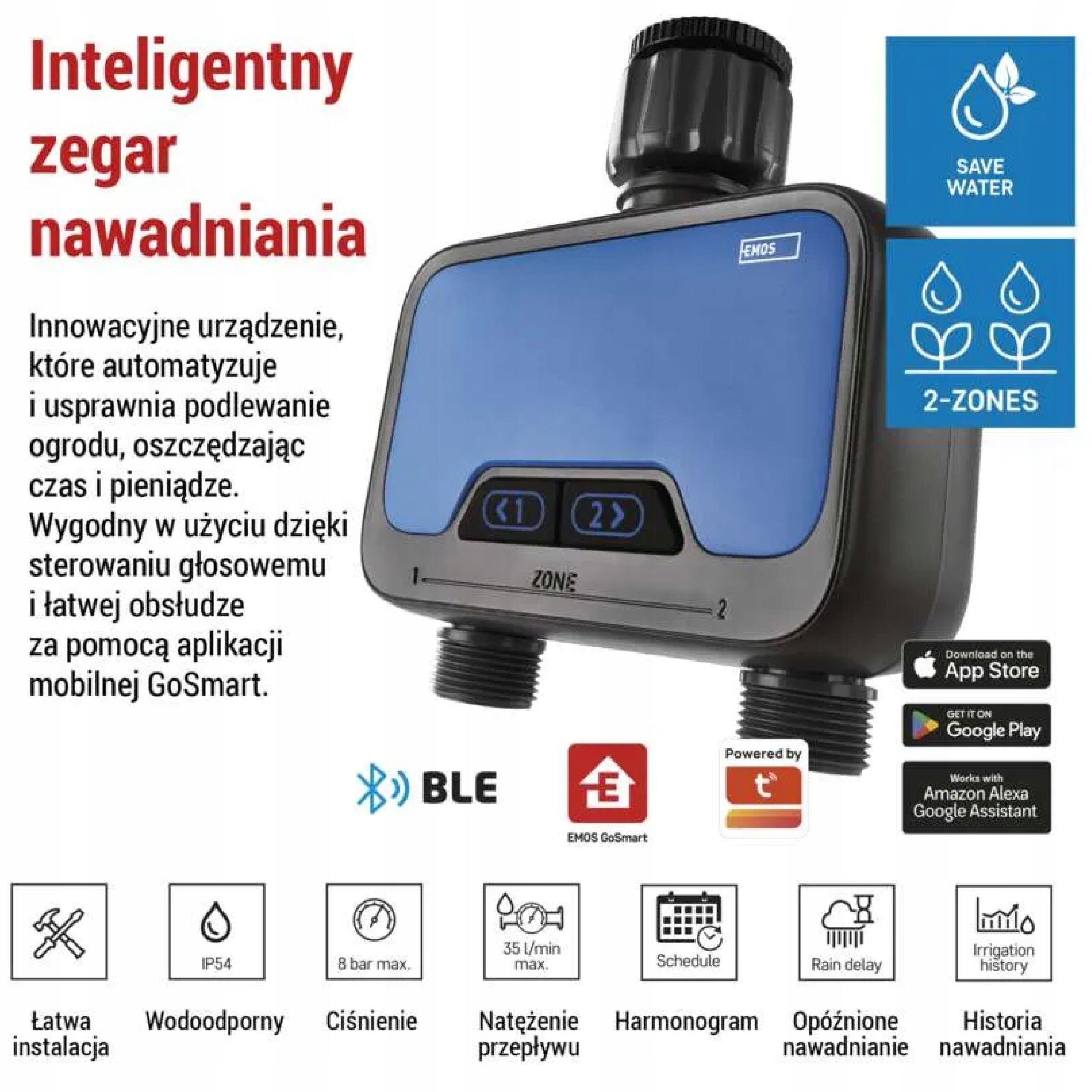 GoSmart zavlažovací hodiny, Bluetooth 5.0, 2 výstupy